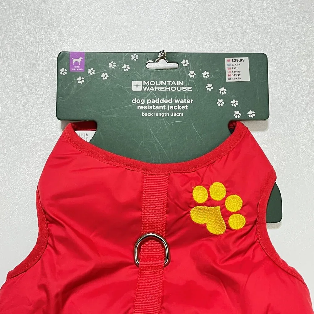 Mountain Warehouse Dog Jacket Padded Water-Resistant‎ for Small Dogs Red